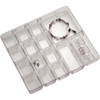 InterDesign Linus Fashion Jewelry Vanity and Drawer Organizer Organizer Tray 2 for Rings, Earrings, Bracelets, Necklaces, Small, Clear