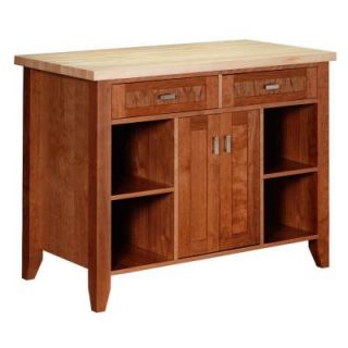 Strasser Woodenworks Provence 48 in. W Kitchen Island in Cinnamon Cherry with Solid Maple Butcher Block Top 49.512.2