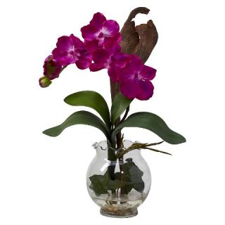 Nearly Natural Mini Vanda w/Fluted Vase Silk Flower Arrangement