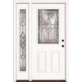 Feather River Doors 50.5 in. x 81.625 in. Sapphire Patina 1/2 Lite Unfinished Smooth Fiberglass Prehung Front Door with Sidelite 8H3190 1A4