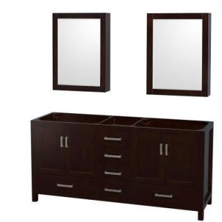 Wyndham Collection Sheffield 72 in. Double Vanity Cabinet with Mirror Medicine Cabinets in Espresso WCS141472DESCXSXXMED
