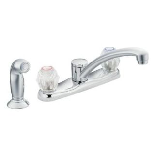 MOEN Chateau 2 Handle Low Arc Standard Kitchen Faucet with Side Sprayer on Deck and Hydrolock Installation in Chrome 7910