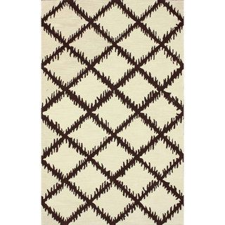 Safavieh Hand hooked Trellis Ivory/ Beige Wool Rug (76 x 99