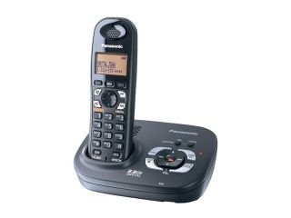 Panasonic KXTG4321B 5.8 GHz Digital FHSS 1X Handsets 5.8 GHz Expandable Digital Cordless Phone Integrated Answering Machine