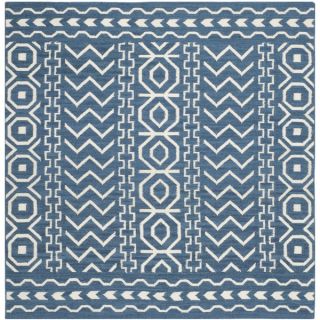 Safavieh Hand woven Moroccan Reversible Dhurries Dark Blue/ Ivory Wool