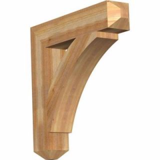 Ekena Millwork 6 in. x 32 in. x 32 in. Western Red Cedar Thorton Craftsman Rough Sawn Bracket BKT06X32X32THR04RWR