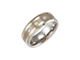 Dura Tungsten Diamond Beveled Band With Gold IMMersion Plated Stripes Size 8.5