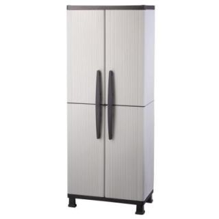 HDX 27 in. W 4 Shelf Plastic Multi Purpose Tall Cabinet in Gray 221874