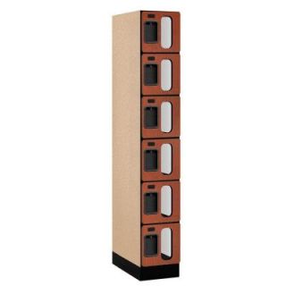 Salsbury Industries S 36000 Series 12 in. W x 76 in. H x 21 in. D 6 Tier Box Style See Through Designer Wood Locker in Cherry S 36161CHE