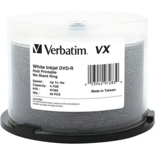 Verbatim DVD R 4.7GB 16X VX White Inkjet Printable, Hub Printable   5