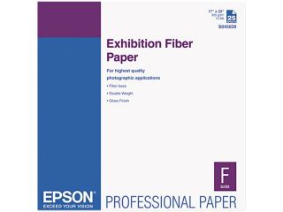 Epson Exhibition Fiber Paper, Micro Porous Smooth Gloss, 17 x 22, White, 25 Sheets