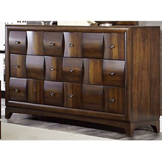 Darian Classic Medium Walnut 6 drawer Dresser and Mirror
