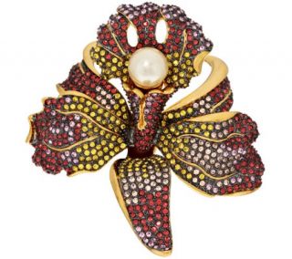 Joan Rivers Crystal Pave Orchid Brooch —
