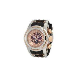 Invicta 829 Mens Reserve Bolt Zeus Chronograph Stainless Steel Case Rose Gold Dial Rubber Strap