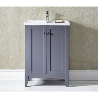 Vinnova Asti 24 inch Grey Single Vanity with White Drop in Porcelain