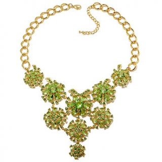 Roberto by RFM Green Stone Goldtone 18 1/2" Floral Necklace   7154521