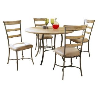 Charleston 5 Piece Round Metal and Wood Table with Ladder Back Chairs
