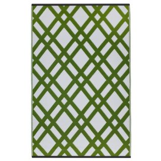 Indo Dublin Lime Green and White Recycled Plastic Area Rug (6 x 9