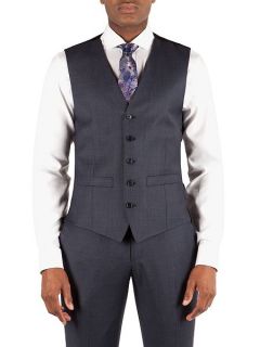 Alexandre of England Wool Overcheck Tailored Fit Waistcoat Blue
