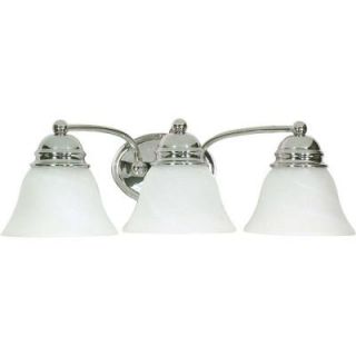 Glomar 3 Light Polished Chrome Vanity Light with Alabaster Glass Bell Shades HD 338