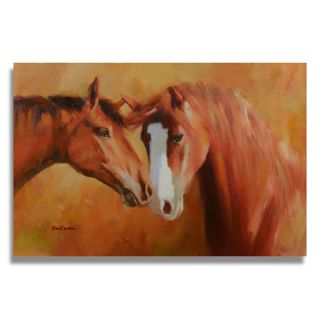 Sullivan Two beautiful brown horse cuddling Gallery wrapped Canvas