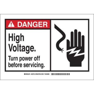 BRADY 83907 Danger Sign,High Voltage,3 1/2 x 5 In.