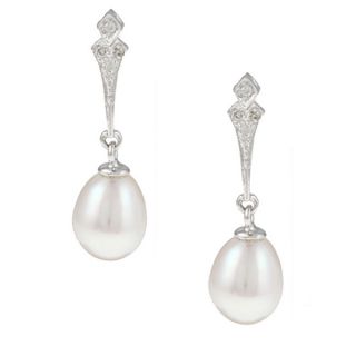 Kabella 14k White Gold Freshwater Pearl and Diamond Accent Bridal