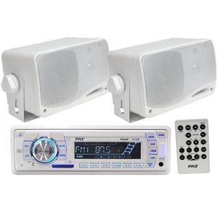 Pyle Marine AM/FM MPX Radio with SD/USB Player and Speakers Set