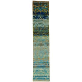 Handmade Sari Silk Dense Weave Runner Oriental Area Rug (210 x 134)