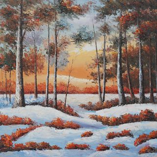 Snow Twilight Hand painted Canvas Art   Big