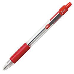 Zebra Z Grip Retractable Ballpoint Pens Medium Point 1.0 mm Clear Barrel Red Ink Pack Of 12