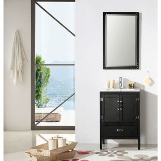 Legion Furniture 30 inch Black Solid Wood Sink Vanity Set with Ceramic