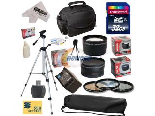 Ultimate Accessory Kit for Canon HF M40 M41 M400 HFM40 HFM41 HFM400 Camcorder with 32GB SDHC Card + BP 819 + 3 PC Filter Kit + 0.43x + 2.2x Lens + Carrying Case + Tripod + Cleaning Kit+ $50 Gift Card