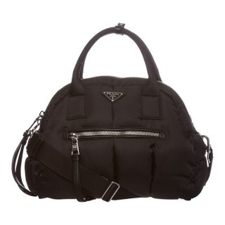 Prada Bomber Black Nylon Top Handle Bag