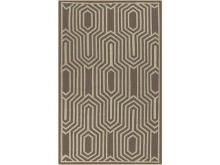 3.5' x 5.5' Seis Shadows Pearl White and Brown Hand Woven Wool Area Throw Rug