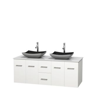 Wyndham Collection Centra 60 inch Double Bathroom Vanity in White, No