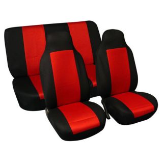 FH Group Red Premium Fabric Universal Fit Seat Covers Solid Bench