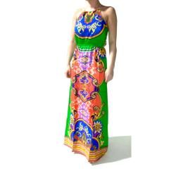 Tabeez Womens Vibrant Print Halter Maxi Dress  ™ Shopping