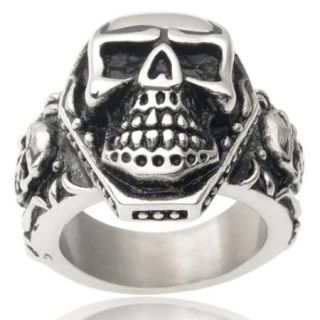 Vance Co. Men's Stainless Steel Skull Ring Silver, 12