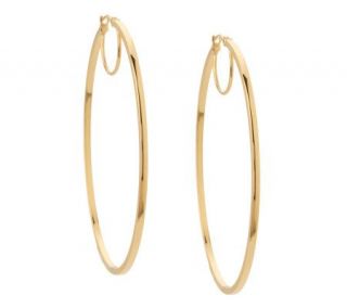 2 Polished Square Tube Hoop Earrings 14K Gold —