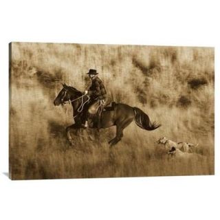 Big Canvas Co. Konrad Wothe 'Cowboy Riding Horse, Followed by Two Dogs , Oregon' Stretched Canvas Art