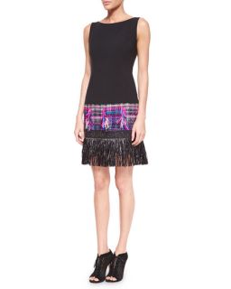 Milly Couture Tweed Fringe Dress, Multi Colors