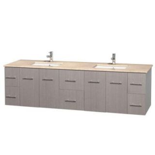 Wyndham Collection Centra 80 in. Double Vanity in Gray Oak with Marble Vanity Top in Ivory and Undermount Sinks WCVW00980DGOIVUNSMXX
