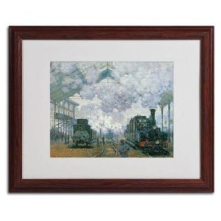 Trademark Fine Art 16 in. x 20 in. Gare Saint Lazare Arrival of a Train Matted Brown Framed Wall Art BL01181 W1620MF