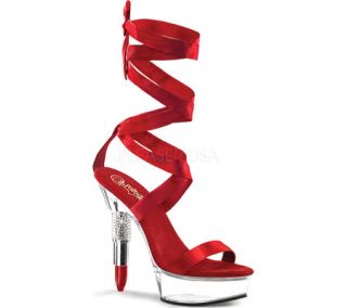 Womens Pleaser Rouge 614   Red Satin/Clear