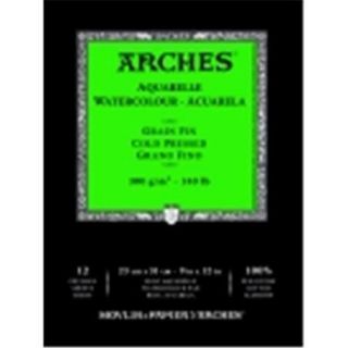 Arches Natural White Acid Free Cold Press Aquarelle Watercolor Pad   9 x 12 inch   12 Sheets,