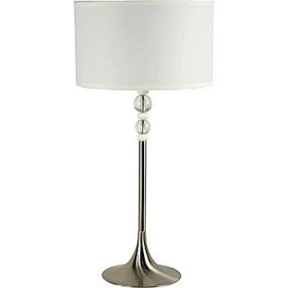 Kenroy Home Luella Table Lamp, Brushed Steel Finish, White and Clear Acrylic Accent