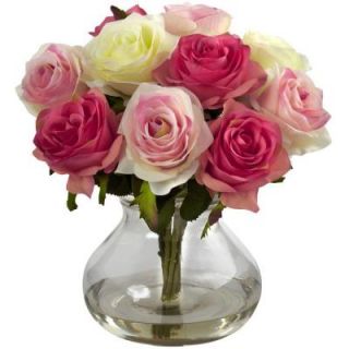 Nearly Natural Rose Arrangement with Vase 1367 AP