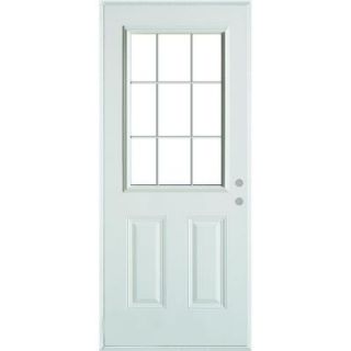 Stanley Doors 36 in. x 80 in. Colonial 9 Lite 2 Panel Prefinished White Steel Prehung Front Door with Internal Grille and Brickmold 9210S 36 L