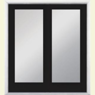 Masonite 72 in. x 80 in. Jet Black Prehung Right Hand Inswing Full Lite Steel Patio Door with No Brickmold 21689
